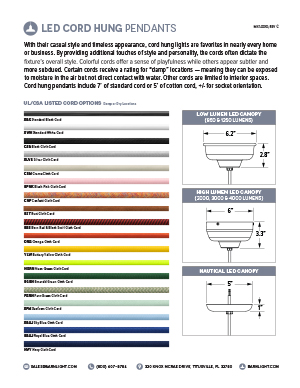 LED Cord Specs
