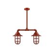 Merger 2-Light Chandelier, 400-Barn Red, Flared Shade, TGG-Heavy Duty Cast Guard, RIB-Ribbed Glass