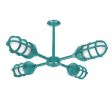 Sputnik 4-Light Chandelier, 390-Teal, TGG-Heavy Duty Cast Guard, FST-Frosted Glass