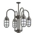 Saturn-Vega LED 4-Light Chandelier, 600-Bronze, TGG-Heavy Duty Cast Guard, FST-Frosted Glass