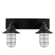Industrial Guard Double Vanity Light, 100-Black, CGG-Standard Cast Guard, FST-Frosted Glass