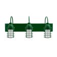 Static Ring LED Triple Vanity Light, Gooseneck Mounting, 307-Emerald Green, FST-Frosted Glass
