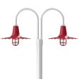 16" Seaside, 400-Barn Red, Standard Cast Guard & Frosted Glass, 400-Barn Red, Double Post Mount, 200-White, Smooth Direct Burial Pole, 200-White