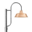 15" Bomber Post Mount Light, 995-Natural Raw Copper, Single Decorative Post Mount Option in 975-Galvanized, Smooth Direct Burial Pole in 975-Galvanized