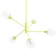 Bubble 5-Light Chandelier, 380-Chartreuse, Clear Globes