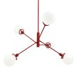 Bubble 5-Light Chandelier, 400-Barn Red, White Globes