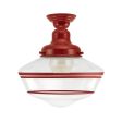 Primary Schoolhouse Semi-Flush Mount Light, 400-Barn Red, Large Clear Glass, Triple Painted Band