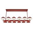 Parabolic Linear 12-Light Chandelier, 400-Barn Red | Shown with Nostalgic Edison-Style Victorian Bulbs