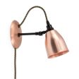 Lovell Plug-In Sconce, 995-Natural Raw Copper, Black Arm, CSBG-Black & Gold Cloth Cord