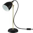 Lovell Task Lamp, 150-Porcelain Black, Stem in 997-Raw Brass, SBK-Standard Black Cord, Black Plug & Switch