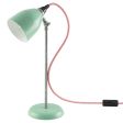 Lovell Task Lamp, 355-Porcelain Jadite, Stem in 975-Galvanized, CSRW-Red & White Cloth Cord, Black Plug & Switch