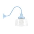 Drum Gooseneck, 715-Delphite Blue, Clear Glass, No Painted Band, G11 Gooseneck Arm, 715-Delphite, Shown with G40 Bulb