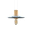 10" Shade in 765-Porcelain Delphite, Maple Wood, SWH-Standard White Cord (Shown with LED T14 120 Lumen Bulb)