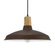 16" Shade in 615-Oil-Rubbed Bronze, Ash Wood, SBK-Standard Black Cord, Shown with Edison 1910 Era Bulb