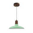 14" Shade in 355-Porcelain Jadite, Walnut Wood, TBW-Black & White Twist Cord, Walnut Canopy Cover