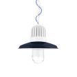 12" Goalie, 705-Navy, Heat Sink in 200-White, Chain in 200-White, CSUW-Blue & White Cloth Cord, CLR-Clear Glass