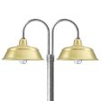 17" Bomber LED, 997-Natural Raw Brass, Double Post Mount, 975-Galvanized, Smooth Direct Burial Pole, 975-Galvanized, CGG-Standard Cast Guard, 975-Galvanized, CCR-Clear Crackle Glass