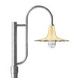 14" Seaside LED, 997-Natural Raw Brass, Single Decorative Post Mount, 975-Galvanized, Smooth Direct Burial Pole, 975-Galvanized, CGG-Standard Cast Guard, 975-Galvanized, CCR-Clear Crackle Glass
