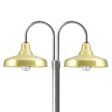 16" Union LED, 997-Natural Raw Brass, Double Post Mount, 975-Galvanized, Smooth Direct Burial Pole, 975-Galvanized, CGG-Standard Cast Guard, 975-Galvanized, CCR-Clear Crackle Glass