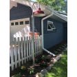 16” Avalon, 400-Barn Red Shade, Single Post Mount in 975-Galvanized | Photo Courtesy of Homeowner