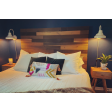 10" Bantam Union Wall Sconce, 250-White, Plug-in Option, Black & White Cloth | CSBW | Photo Courtesy of Ashley from Power Design Inc.