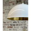 16” Shade, 200-White Exterior Finish, 997-Raw Brass Interior Finish, CSGW-Gold & White Cloth Cord | Photo Courtesy of Lighting Environments