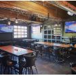 Brewster LED Pendant, 710-Cobalt Blue PTMP, Ribbed Glass, SBK-Standard Black Cord, 2700K Color Temperature | Photo Courtesy of Boneyard Saloon in Park City, Utah (@boneyardsaloon)