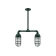 Merger 2-Light Chandelier, 300-Dark Green, Topless Shade, CGG-Standard Cast Guard, FST-Frosted Glass