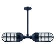 Industrial Loft Double Pendant, 705-Navy, CGG-Standard Cast Guard, CLR-Clear Glass