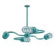 Orbiter LED 4-Light Chandelier, 390-Teal, CGG-Standard Cast Guard, CLR-Clear Glass