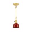 Fargo Stem & Loop Pendant, 400-Barn Red, 12" Stem, Putty Cotton Twist Cord, BK-Brass with Knob Switch