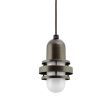 Brewster Pendant Light, 600-Bronze, FST-Frosted Glass, CSBB-Black & Brown Cloth Cord