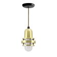 Brewster Pendant Light, 997-Natural Raw Brass, FST-Frosted Glass, CSBG-Black & Gold Cloth Cord, Canopy in 100-Black