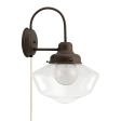 Primary Schoolhouse Sconce, 615-Oil-Rubbed Bronze, Large Clear Glass, CSGW-Gold & White Cloth Cord, Shown with G40 Bulb (Not Included)