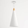 12" Isos LED Cone Studio Pendant Light, 206-Matte White, Optional Wood Top, Ash Wood, Standard White Cord