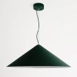 32" Isos LED Cone Studio Pendant Light, 300-Dark Green, Emerald Green Cloth Cord