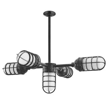 Apollo 5-Light Chandelier, 805-Charcoal Granite, CGG-Standard Cast Guard, FST-Frosted Glass