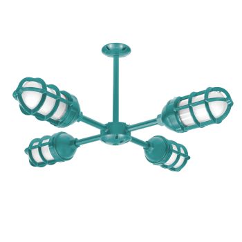 Sputnik 4-Light Chandelier, 390-Teal, TGG-Heavy Duty Cast Guard, FST-Frosted Glass