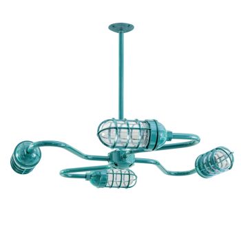 Orbiter 4-Light Chandelier, 390-Teal, CGG-Standard Cast Guard, CLR-Clear Glass
