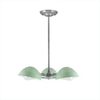 Parabolic 3-Light Chandelier, 311-Jadite Finish, 18" Stem in 975-Galvanized, 40W 1890 Era Edison Bulbs