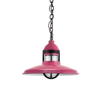 12" Brisbane, 490-Magenta, Guard in 100-Black, CLR-Clear Glass, Mounting in 100-Black, CSBP-Black & Pink Cloth Cord