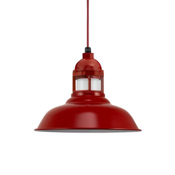 16" Outback LED, 400-Barn Red, FST-Frosted Glass, CSR-Red Cloth Cord