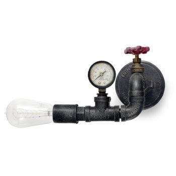 Victoria Machine Age Sconce, Edison Style 1890 Era Bulb