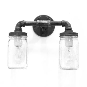 Westerfeld 2-Light Ball Jar Sconce, Edison Style 1890 Era 40W Bulbs