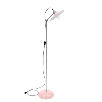 Fluted Shade Floor Lamp, 480-Blush Pink, Galvanized Stem, CSBW-Black & White Cloth Cord, Nostalgic Edison 1890 Era 40W Bulb