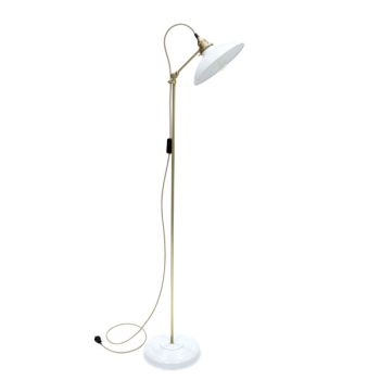 Sinclair Floor Lamp, 200-White, Brass Stem, CSGW-Gold & White Cloth Cord, Nostalgic Edison 1890 Era 40W Bulb