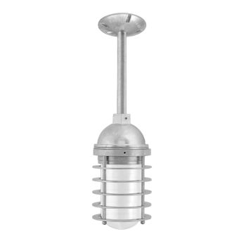 Static Ring LED Stem Mount, 975-Galvanized, FST-Frosted Glass
