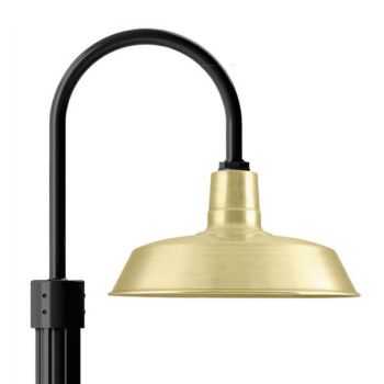 16" The Original™, 997-Natural Raw Brass, Single Post Mount, 100-Black, Fluted Direct Burial Pole, 100-Black