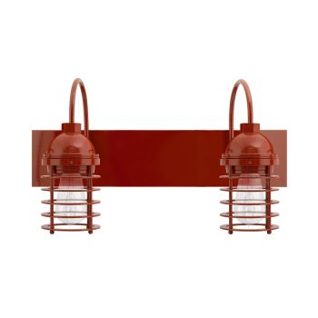 Static Ring Double Vanity Light, Gooseneck Mounting, 400-Barn Red, Nostalgic Edison 1890 Era Bulbs