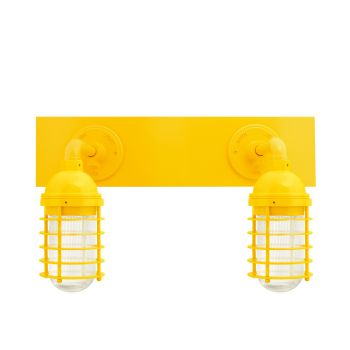 Static Ring LED Double Vanity Light, Straight Arm Mounting, 500-Buttery Yellow, RIB-Ribbed Glass